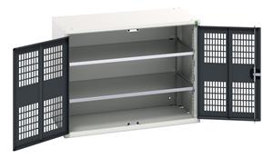 verso ventilated door cupboard with 2 shelves. WxDxH: 1050x550x800mm. RAL 7035/5010 or selected Bott Verso Ventilated door Tool Cupboards Cupboard with shelves